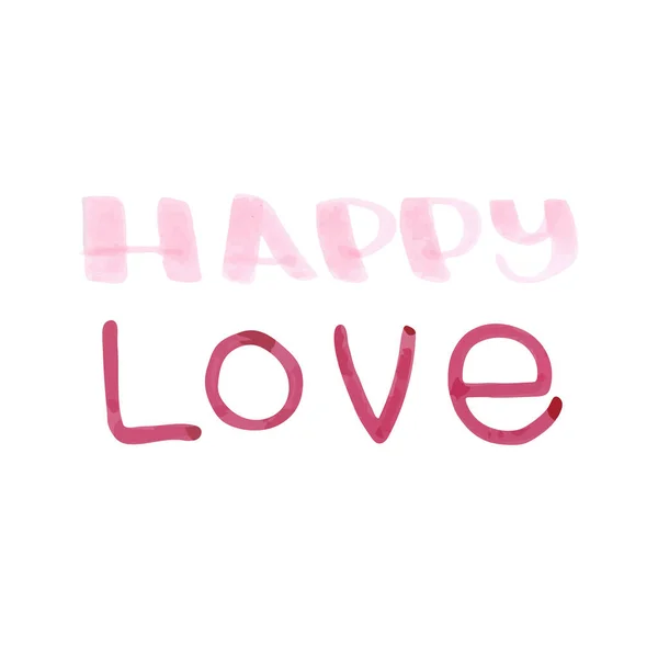 Happy Love Schriftzug Handgezeichnet Mit Filzstift Burgunder Und Rosa Farbe — Stockvektor