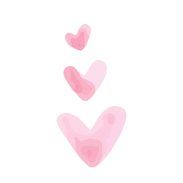 Herzförmiger Farbfleck Set Liebessymbol Rosa Farbe Handgezeichnet Mit Filzstift Vektor — Stockvektor