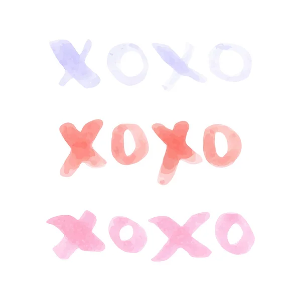 Набор Слов Xoxo Руки Надпись Маркере Разноцветный Векторная Иллюстрация Плоский — стоковый вектор