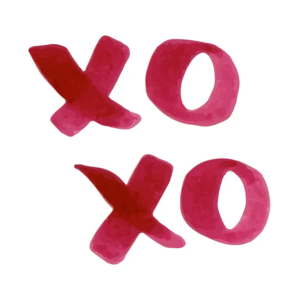 Handgeschriebenes Xoxo Wort Markierungsschrift Burgunder Farbe Vektor Illustration Flaches Design — Stockvektor