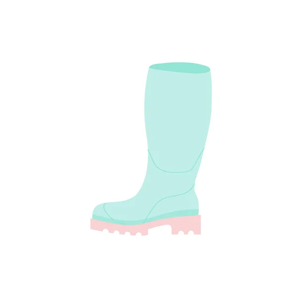 Turquoise Pink Isolated Water Boot Rainy Days Gardening Vector Illustration — Vector de stock