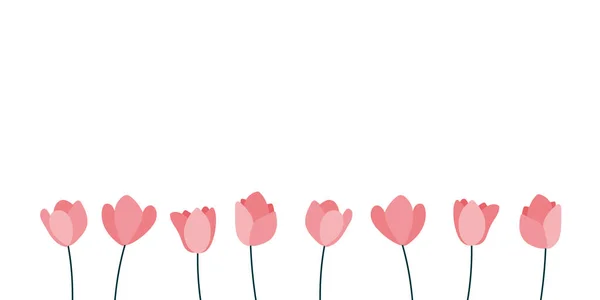 Blommig Minimalistisk Banner Blommig Våren Inspiration Gränsen Övergripande Format Vektorillustration — Stock vektor