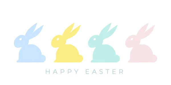 Frohe Ostern Minimalistische Hasen Pastellfarben Für Grußkarte Plakat Banner Querformat — Stockvektor