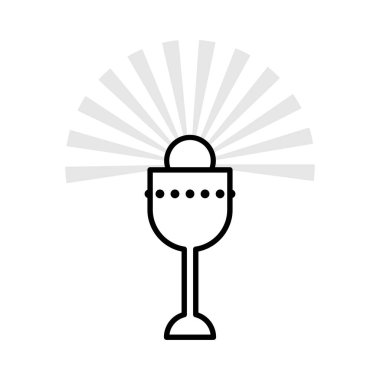 Hıristiyan kadeh siyah taslak ikonu. Kutsal hafta. Vektör illüstrasyonu, düz tasarım