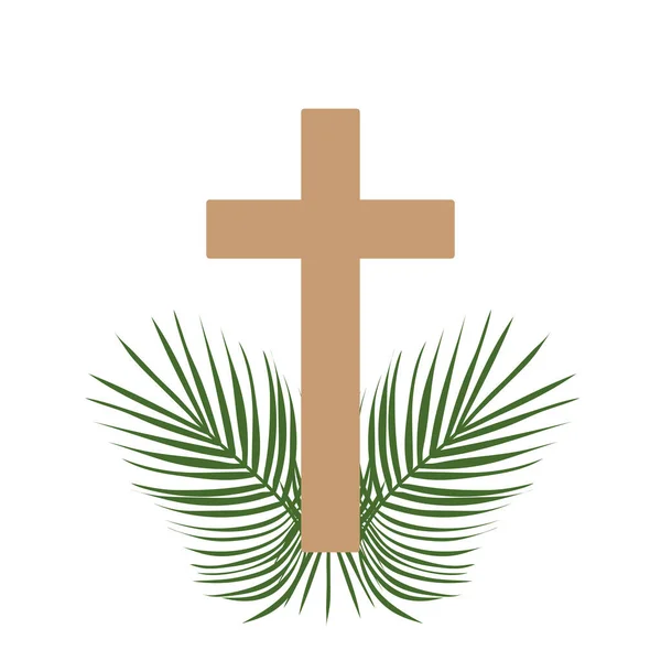 Cross Palm Branches Holy Week Inspiration Vector Illustration Flat Design — Stock Vector