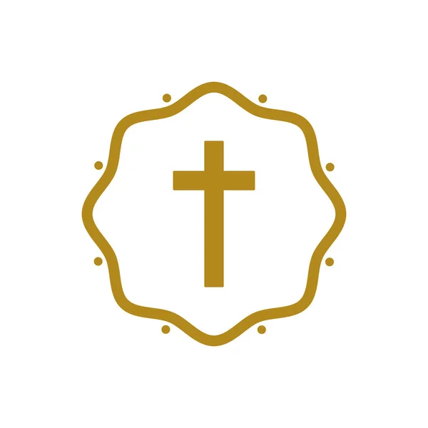Christian Cross Golden Icon Holy Week Vector Illustration Flat Design — Stock Vector