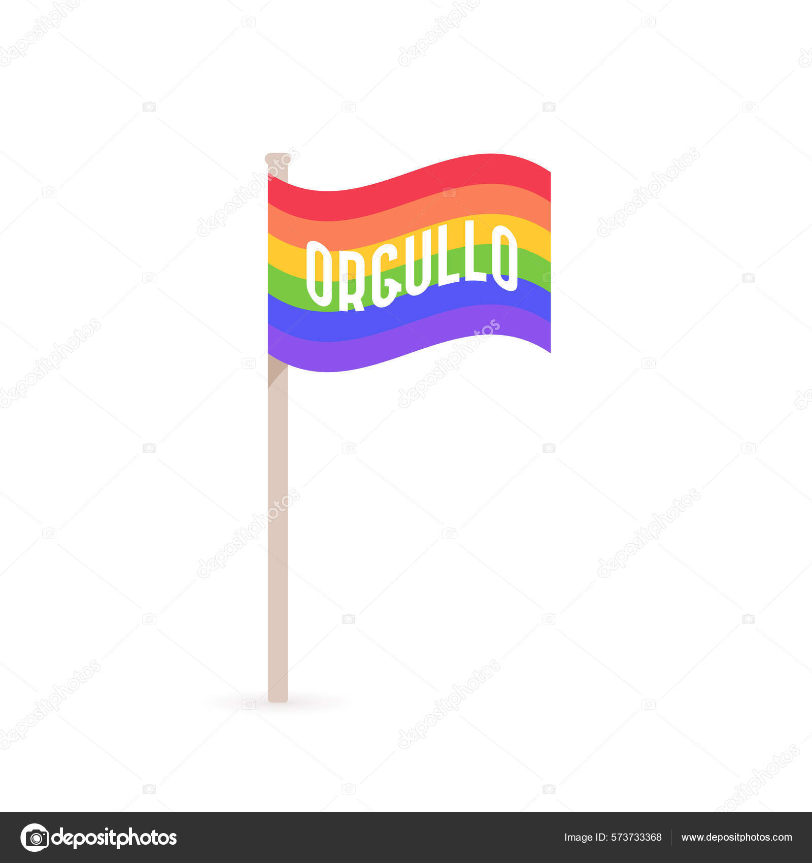 Pride Lgbtq Flag Waving Rainbow Icon Word Pride Spanish Orgullo Stock