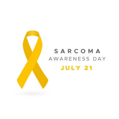 Sarkoma Farkındalık Günü. 21 Temmuz. Sarı kurdele. Vektör illüstrasyonu, düz tasarım