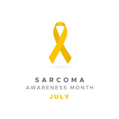 Sarkoma Farkındalık Ayı. Temmuz. Sarı kurdele. Vektör illüstrasyonu, düz tasarım
