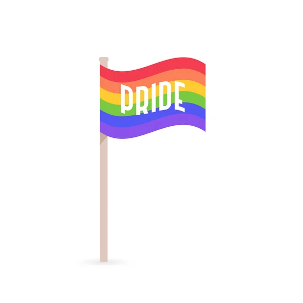 Orgullo Lgbtq Ondeando Bandera Icono Del Arco Iris Con Palabra — Archivo Imágenes Vectoriales