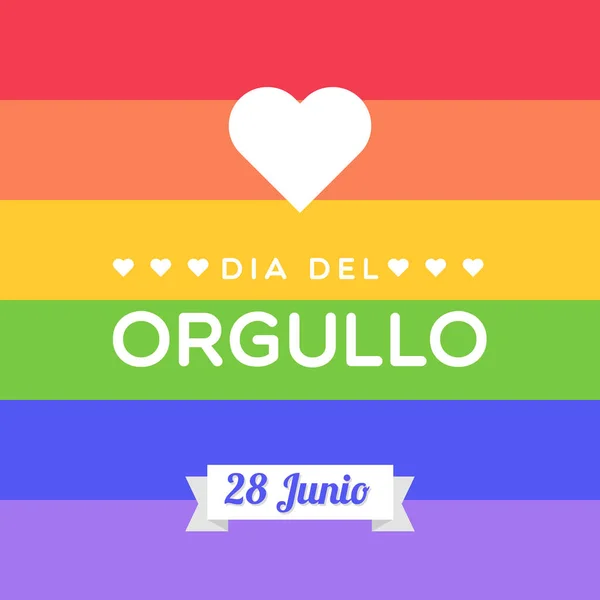 Pride Day Juni Spanska Mes Del Orgullo Junio Regnbågsrandig Bakgrund — Stock vektor