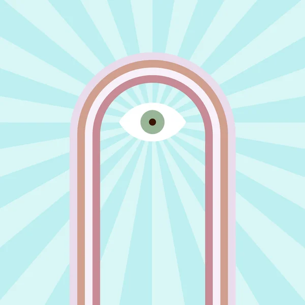 Fondo Geométrico Boho Mal Ojo Arco Iris Largo Estilo Moderno — Vector de stock