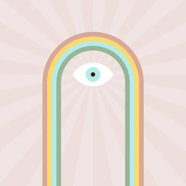 Fondo Geométrico Boho Mal Ojo Arco Iris Largo Estilo Moderno — Vector de stock