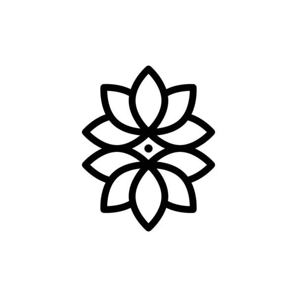 Geometrical Flower Meditation Icon Black Outline Poster Minimalist Modern Style — Stockový vektor