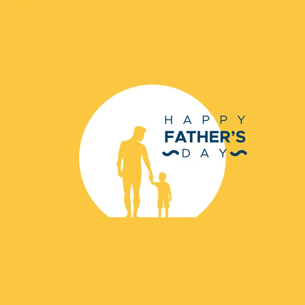 Happy Father Day Father Son Walking Sunset Silhouette Shapes Vector — Vetor de Stock