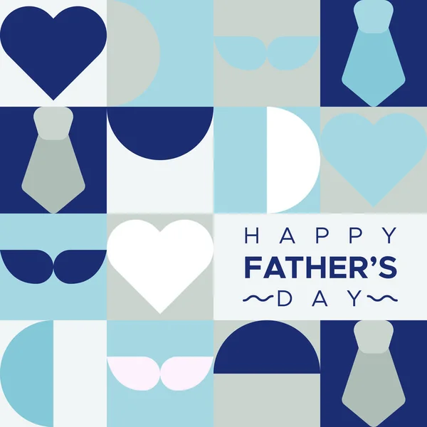 Happy Father Day Geometrical Minimalist Composition Cold Colors Vector Illustration — Vetor de Stock