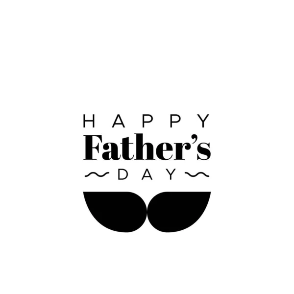 Happy Father Day Moustache Symbol Black White Vector Illustration Flat — стоковый вектор