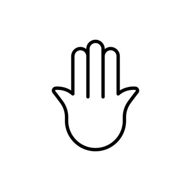 Hamsa minimalist simgesi. Siyah özet. Kem göz koruması ve talihsizlik kavramı. Vektör illüstrasyonu, düz tasarım