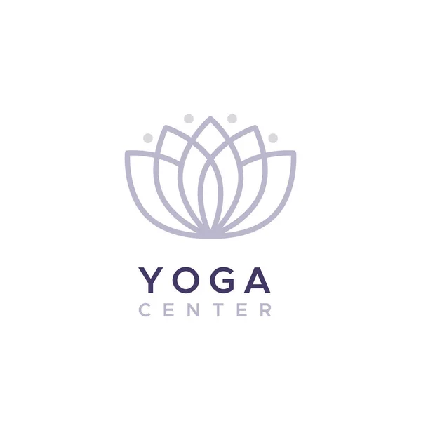 Logo Del Centro Yoga Contorno Simbolo Floreale Concetto Meditazione Salute — Vettoriale Stock
