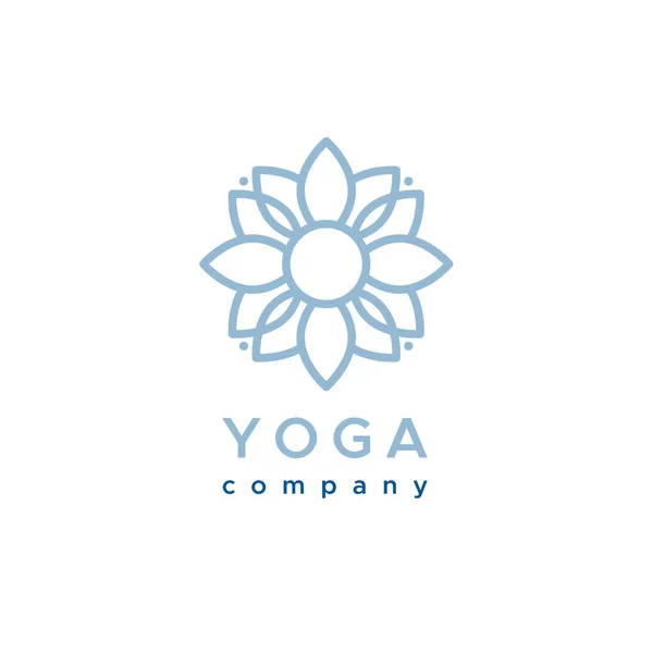Logo Aziendale Yoga Contorno Simbolo Floreale Concetto Meditazione Salute Fisica — Vettoriale Stock