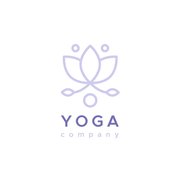 Logo Aziendale Yoga Contorno Simbolo Floreale Concetto Meditazione Salute Fisica — Vettoriale Stock