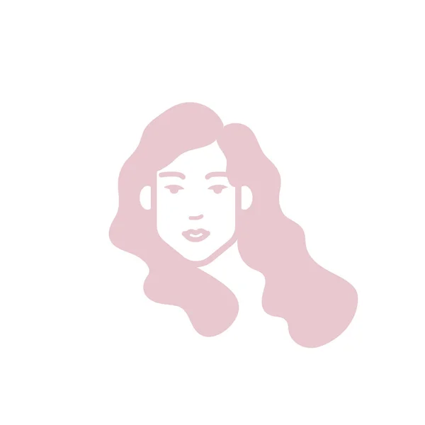 Portrait Young Woman Wavy Hair Motion Woman Face Pink Color — Stock Vector