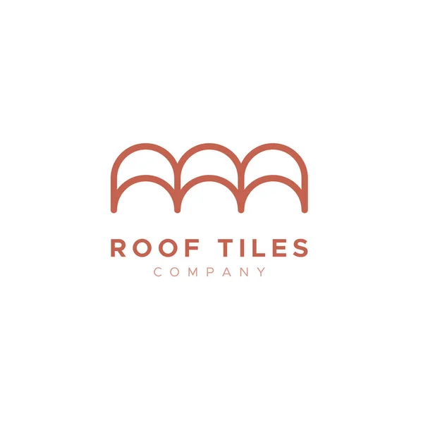 Roof Tiles Company Logo Roof Construction Maintenance Terracotta Outline Vector — Vector de stock