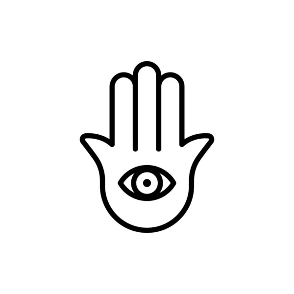 Hamsa Minimalistische Ikone Augenform Schwarze Umrisse Konzept Des Bösen Augenschutzes — Stockvektor