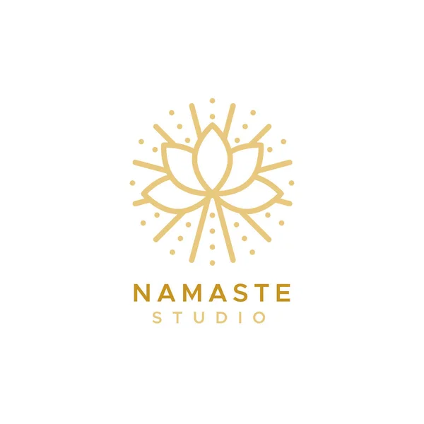 Namaste Logo Dello Studio Contorno Simbolo Floreale Concetto Yoga Meditazione — Vettoriale Stock