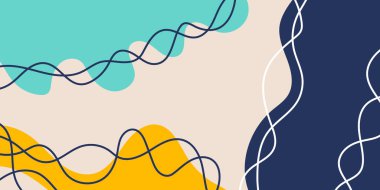 Soyut organik dalgalı arka plan. Elle çizilmiş renkli afiş. Haber bülteni, web başlığı, sosyal medya paylaşımı, tanıtım afişi, reklam ve kimlik için. Vektör illüstrasyonu, düz tasarım