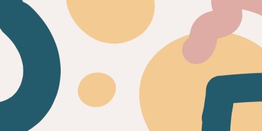 Soyut organik yuvarlak şekiller arka plan. El çizimi nötr renkler pankart. Haber bülteni, internet, sosyal medya paylaşımı, tanıtım afişi, reklam ve markalaşma için. Vektör illüstrasyonu, düz tasarım