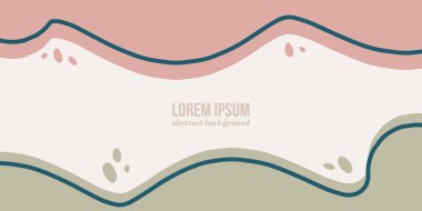 Abstract organic rounded shapes background. Hand drawn neutral colors banner. For newsletter, web, social media post, promotional banner, advertising and branding. Vector illustration, flat design