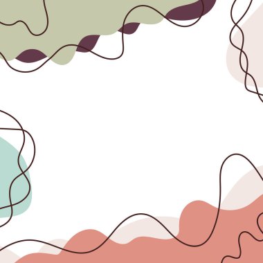 Organik şekiller arka plan. Elle çizilmiş sonbahar renkleri afişi. Sosyal medya paylaşımı, web, tanıtım afişi, reklam ve markalaşma için. Vektör illüstrasyonu, düz tasarım