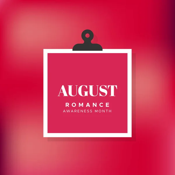 Romance Awareness Month August Red Blurred Background Vector Illustration Flat — Stok Vektör