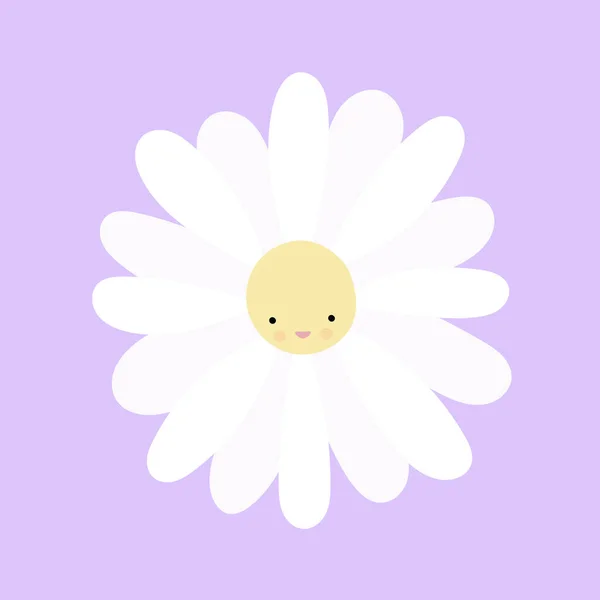 Daisy Flower Character Smiling Face Violet Color Home Decor Baby —  Vetores de Stock