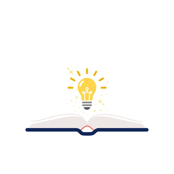 Open Book Light Bulb Square Banner Concept Imagination Creativity Research — Stock Vector