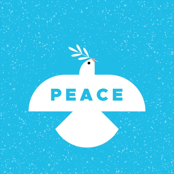 Símbolo Paz Pomba Branca Voando Com Ramo Oliveira Palavra Paz — Vetor de Stock