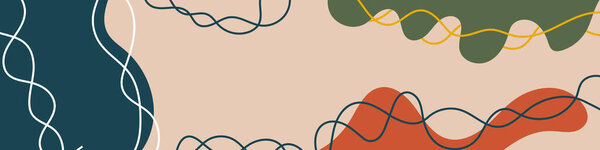 Абстрактный органический фон. Ручной рисунок осенних цветов горизонтального баннера. Информационный бюллетень, веб-заголовок, пост в социальных сетях, рекламный баннер и реклама. Векторная иллюстрация, плоский дизайн