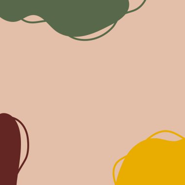 Sonbahar soyut organik dalgalı arka plan şekilleri. El çizimi sonbahar renkleri yatay afiş. Sosyal medya paylaşımı, tanıtım afişi ve reklamcılık için. Kare pankart. Vektör illüstrasyonu, düz tasarım