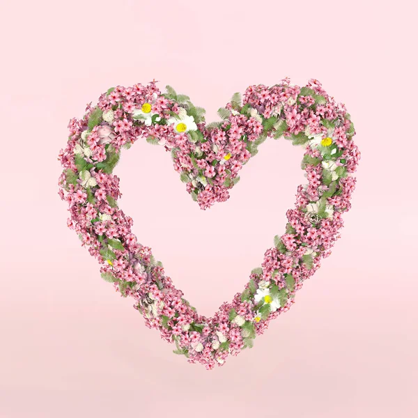 Creative Heart Shape Concept Made Fresh Spring Wedding Flowers Flower — Foto Stock