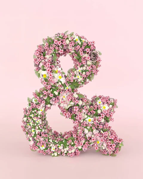 Creatief Caracter Concept Gemaakt Van Verse Lente Bruiloft Bloemen Flower — Stockfoto