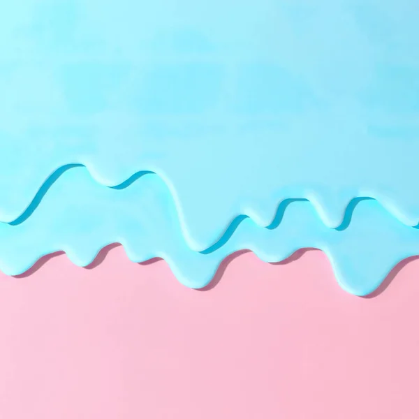 Neoblaue Minzfarbe Auf Pastellrosa Hintergrund Gießen Kreative Abstrakte Muster Mit — Stockfoto