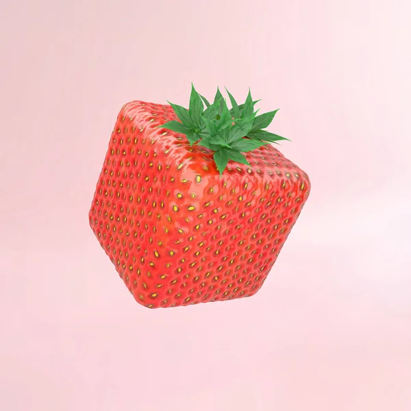 Pastel Pembe Arka Planda Sağlıklı Yiyecek Yaratıcı Küp Meyve Konsepti — Stok fotoğraf