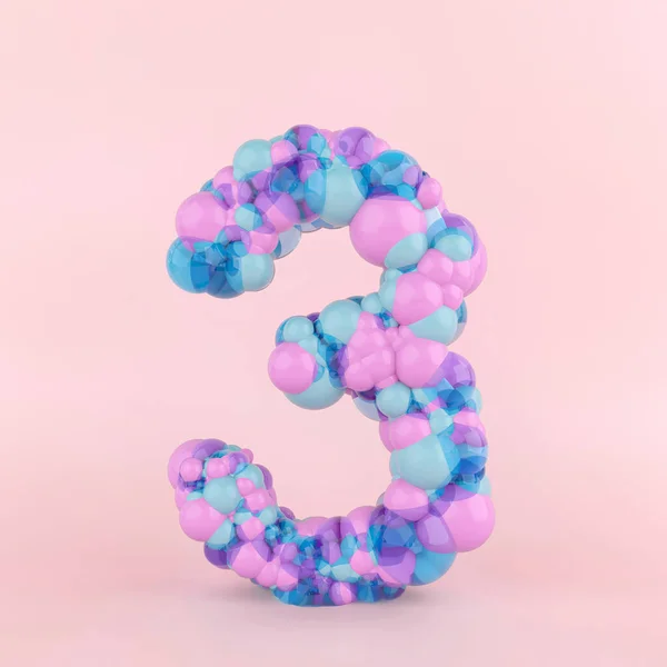 Creatief Nummer Drie Concept Gemaakt Van Kleurrijke Pastelballonnen Ballon Lettertype — Stockfoto