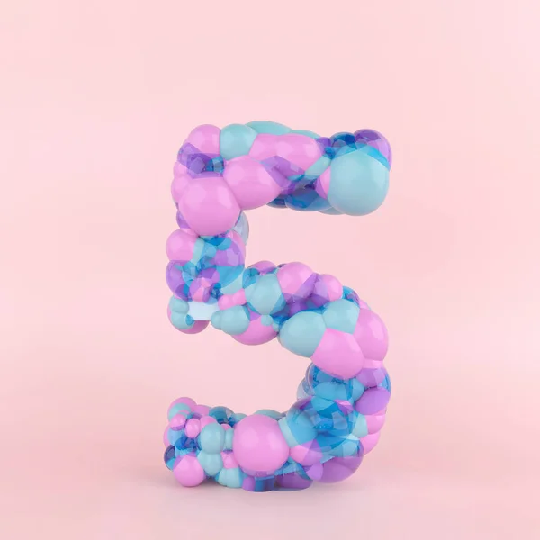 Creatief Nummer Vijf Concept Gemaakt Van Kleurrijke Pastelballonnen Ballon Lettertype — Stockfoto