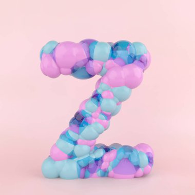 Pastel renkli balonlardan yapılmış ünlem işareti. Nazikçe sorulan sorular olumlu bir cevap getirir. Pastel pembe arka planda düz uzandı.