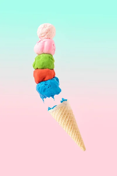 Creative Summer Tasty Ice Cream Concept Delicious Sweet Snacks Pastel — Stock Photo, Image