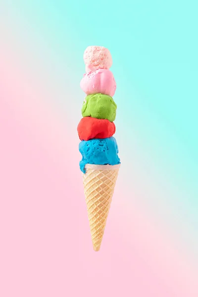 Creative Summer Tasty Ice Cream Concept Delicious Sweet Snacks Pastel — Stock Photo, Image