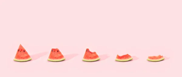Креативная Летняя Концепция Свежих Фруктов Розовом Фоне Ешь Свой Кусок — стоковое фото