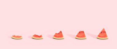Pastel pembe arka planda yaratıcı yaz taze meyve kavramı.